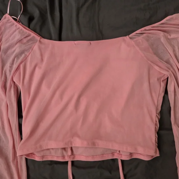 Pink Off-Shoulder Ruched Top - Picture 3 of 5